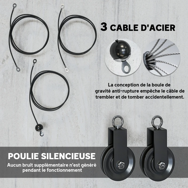 SPORTNOW Poulie musculation maison, cable machine musculation exercices de flexion des biceps, des triceps et des bras