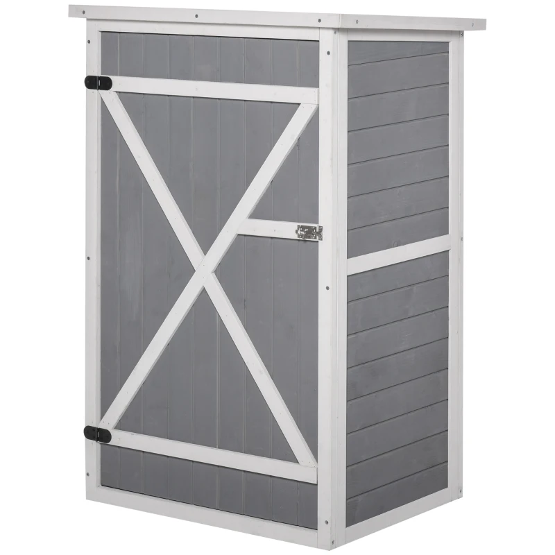 Outsunny Wooden Garden Storage Shed, Garden Shed Tool Cabinet Organiser with Shelves, 75 x 56 x115cm, Grey