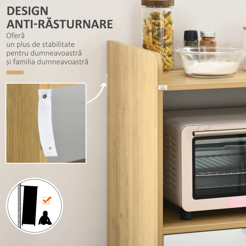 Homcom Dulap Microunde – Cu Sertar & Raft, Spatiu Organizare Bucatarie