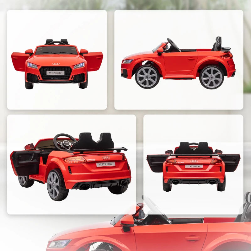 HOMCOM Coche Eléctrico para Niños de 3+ Años Audi TT Eléctrico 12V con Velocidad 3 km/h Mando a Distancia 102x60x44 cm Rojo(m-8)
