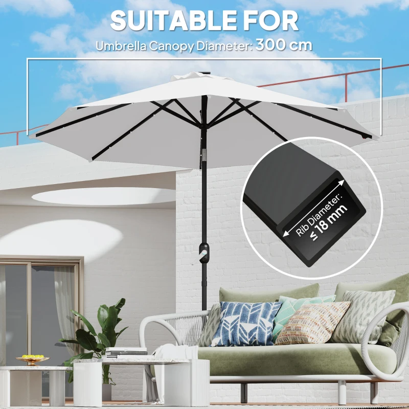 Outsunny 3 m Replacement Parasol Canopy with Top Vent, UPF 50+ Garden Parasol Replacement Canopy, 8 Rib Parasol Cover Replacement Fits Various Frames, Cream