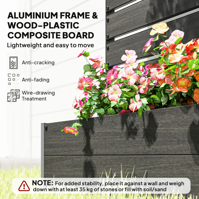 Outsunny Raised Bed for Garden, Planter with Trellis for Climbing Plants, Vines, Planter Box with Drainage Gap, Black