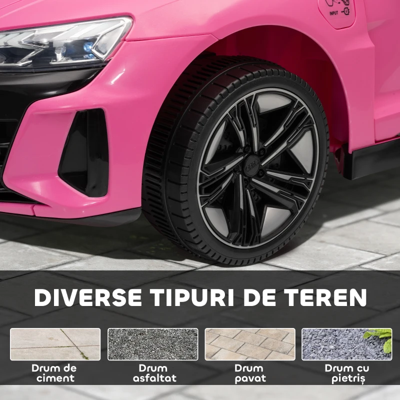 HOMCOM Mașină Electrică pentru Copii 3-5 Ani cu Telecomandă, Suspensii și Claxon, 103x58x41 cm, Roz