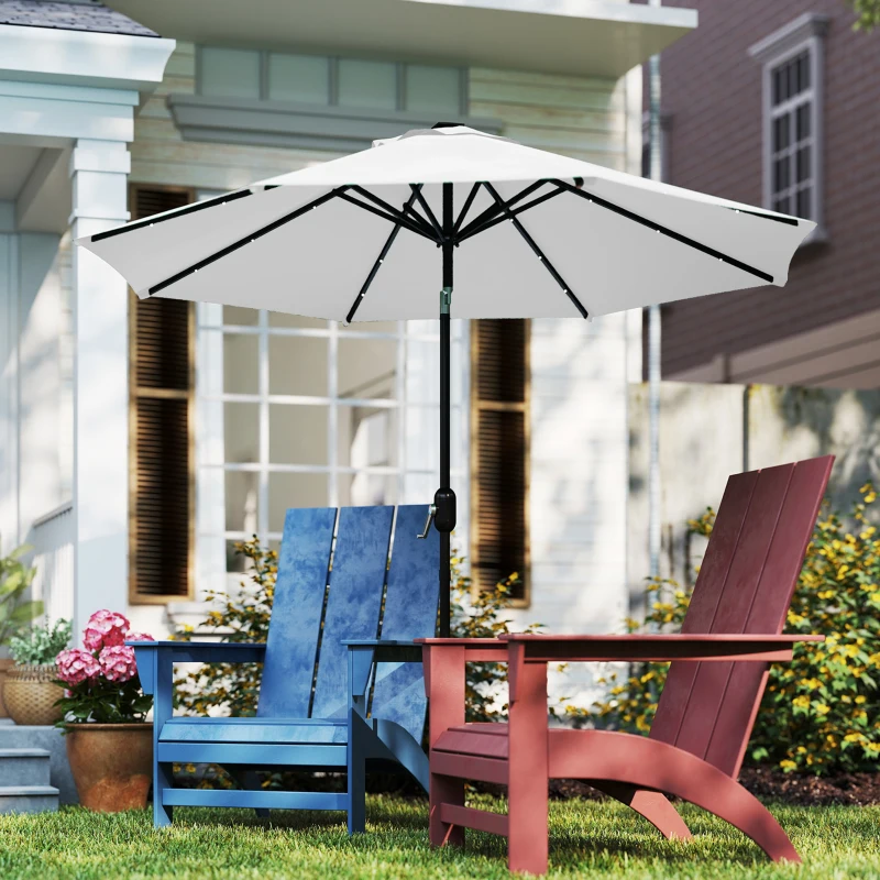 Outsunny Copertină de Rezervă pentru Umbrelă cu Ventilație în Partea Superioară, 295 cm, Alb Crem