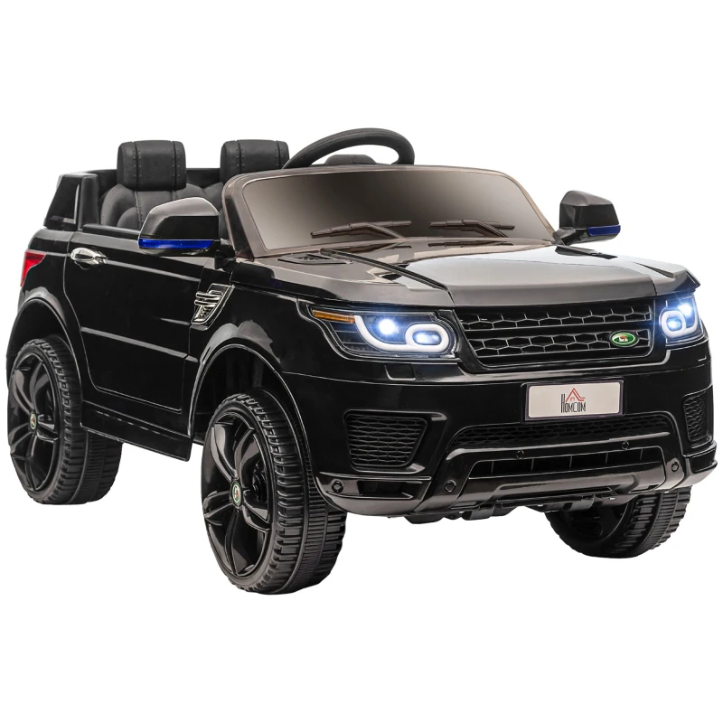 HOMCOM Coche Eléctrico SUV para 3-6 Años Coche de Batería 12V con 2 Motores Mando a Distancia 110x68x52 cm Negro(m-1)