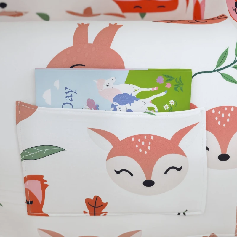AIYAPLAY Sillón Infantil con Estampado de Zorros Sofá para Niños de 18-36 Meses con Funda Extraíble y Bolsillo 54x40x43 cm Blanco
