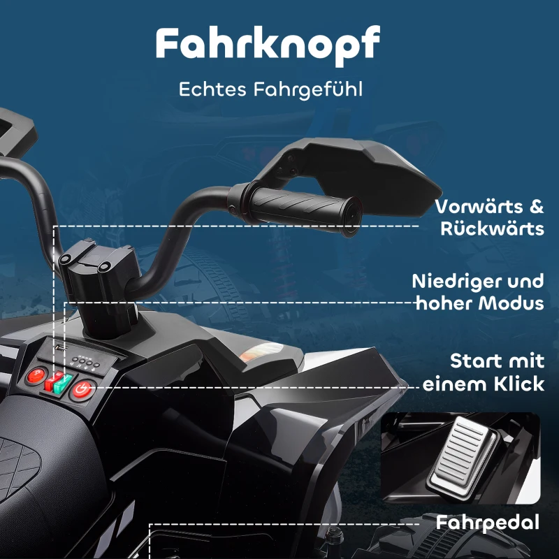 AIYAPLAY Kinder-Elektro-Quad, 24V Elektro-Fahrzeug mit 4 Rädern, Scheinwerfer, USB-Anschluss, MP3-Funktion, 6,5 km/h, 3-8 Jahre(m-9)