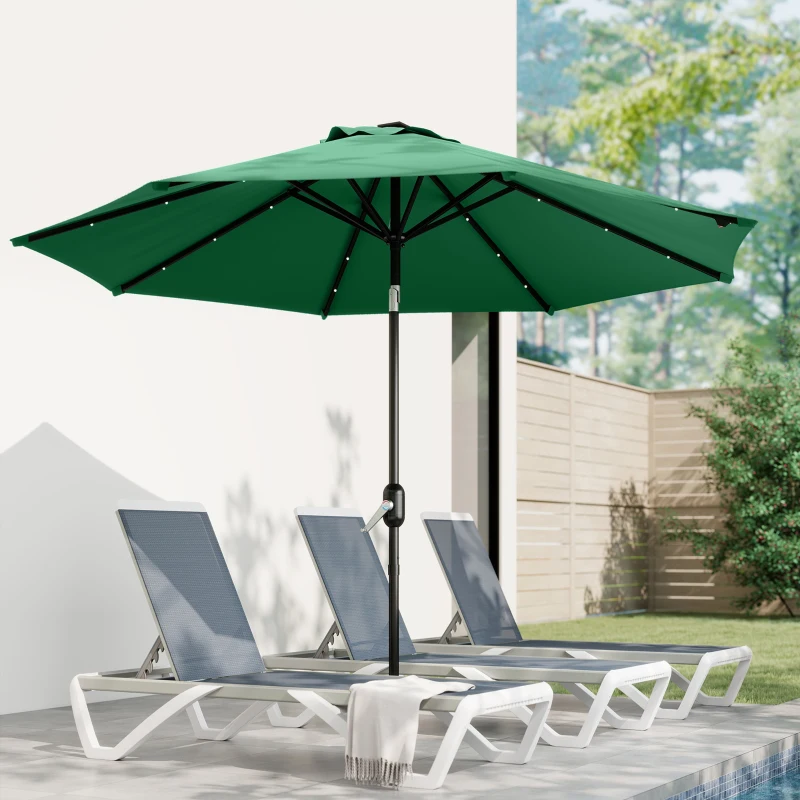 Outsunny 3 m Replacement Parasol Canopy with Top Vent, UPF 50+ Garden Parasol Replacement Canopy, 8 Rib Parasol Cover Replacement Fits Various Frames, Green
