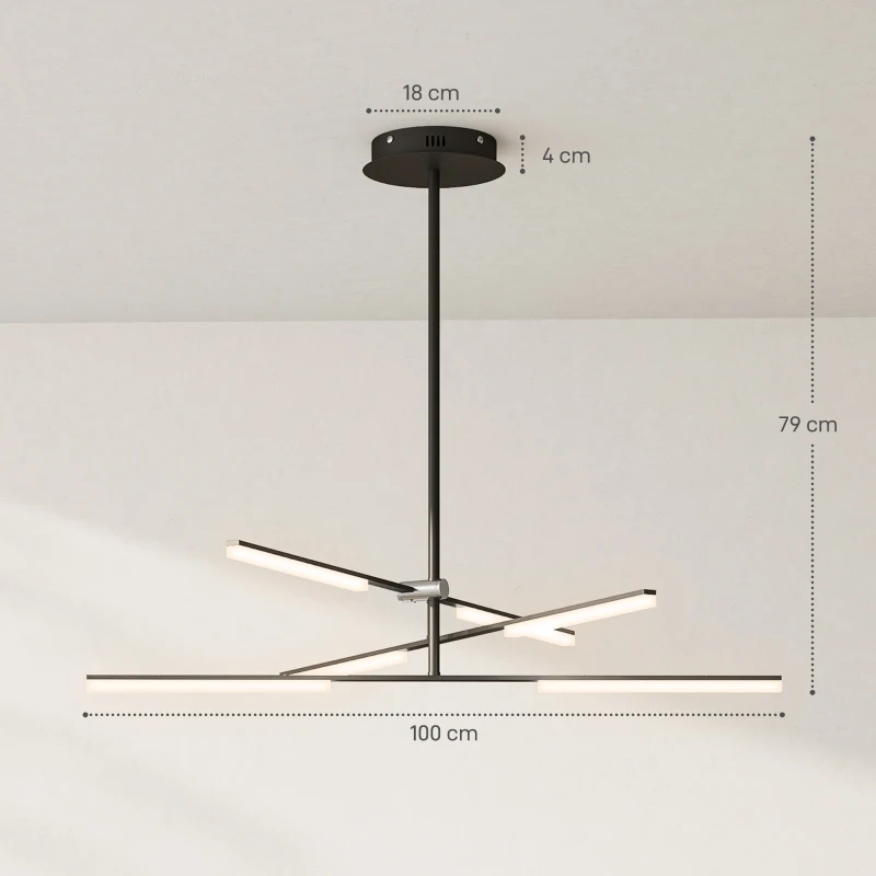 HOMCOM Lámpara de Techo LED Moderna Ø100x79 cm con Pantalla de Acrílico Ángulo de Luz Ajustable para Salón Dormitorio o Cocina