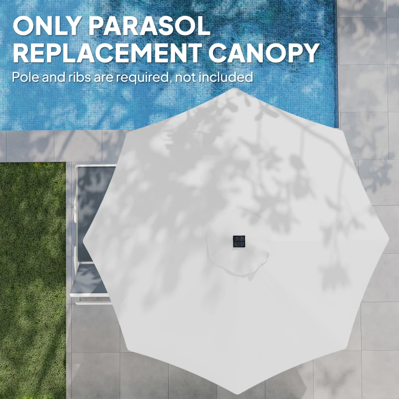 Outsunny 3 m Replacement Parasol Canopy with Top Vent, UPF 50+ Garden Parasol Replacement Canopy, 8 Rib Parasol Cover Replacement Fits Various Frames, Cream