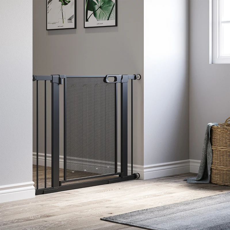 PawHut Treppenschutzgitter Haustiergitter Hundeschutzgitter, verstellbar von 75 cm - 103 cm, Schwarz