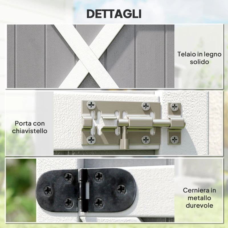 Outsunny Capanno Attrezzi in Legno a 2 Mensole con Tetto Impermeabile, 75x56x115 cm, Grigio