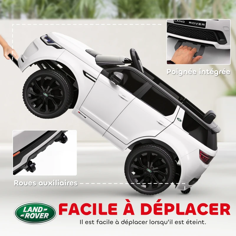 AIYAPLAY Voiture électrique pour enfants Land Rover Discovery Sport, 12V avec télécommande, lumières LED, pour 3-6 ans, blanc(m-9)