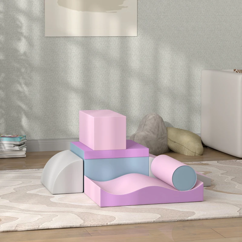 HOMCOM Schuimblokken voor kinderen, stimuleert creativiteit, kunstleer, 40x40x20 cm, Meerkleurig, 1-3 jaar(m-10)