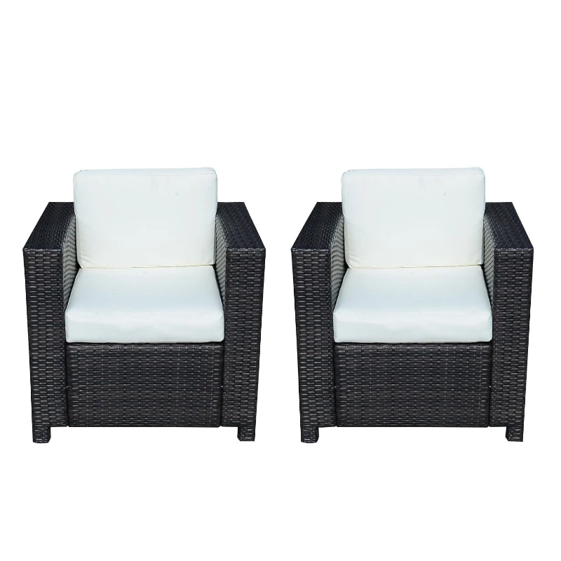 Outsunny 2 Rattan Garden single Seater Chair All Weather Wicker Weave Single Sofa chair armchair Patio Black