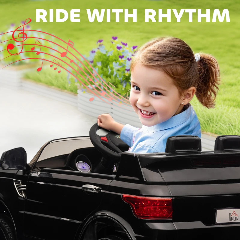 HOMCOM Coche Eléctrico SUV para 3-6 Años Coche de Batería 12V con 2 Motores Mando a Distancia 110x68x52 cm Negro(m-8)