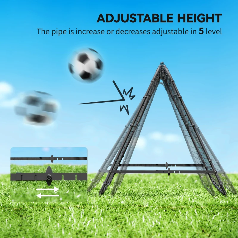 HOMCOM Double Sided Football Rebounder Net, Football Rebound Goal with Five Adjustable Angles, Black