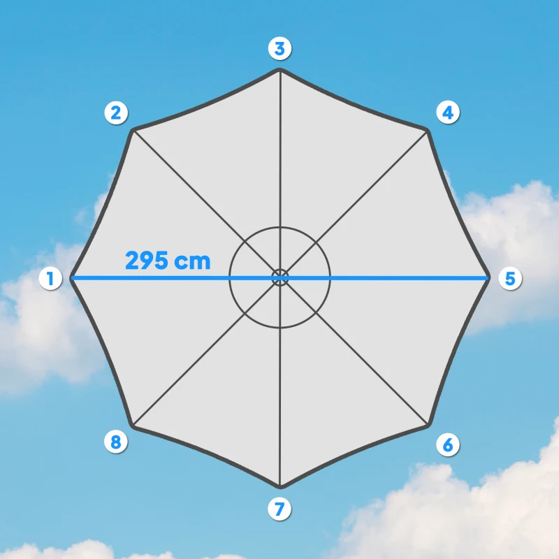Outsunny 3 m Replacement Parasol Canopy with Top Vent, UPF 50+ Garden Parasol Replacement Canopy, 8 Rib Parasol Cover Replacement Fits Various Frames, Cream