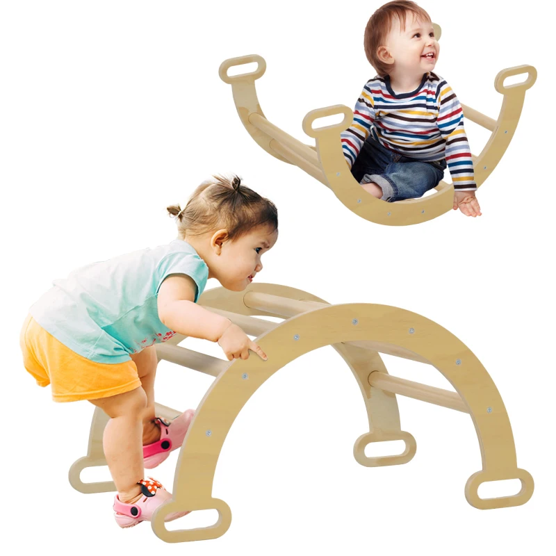 AIYAPLAY Arco de Escalada para Niños de 18-48 Meses Balancín para Bebés Carga 50 kg 68x42x36 cm Natural