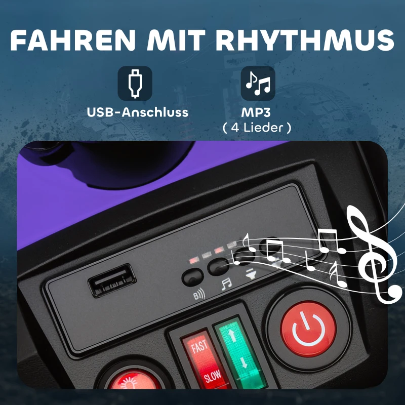 AIYAPLAY Kinder-Elektro-Quad, 24V Elektro-Fahrzeug mit 4 Rädern, Scheinwerfer, USB-Anschluss, MP3-Funktion, 6,5 km/h, 3-8 Jahre(m-8)