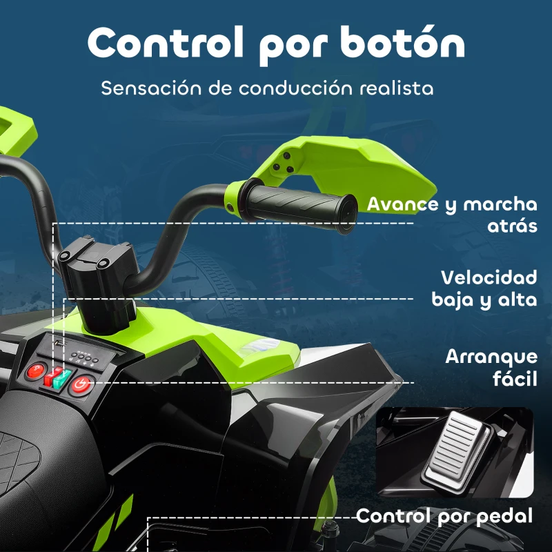 AIYAPLAY Quad Eléctrico para Niños de 3-8 Años 24V con 2 Motores Velocidad hasta 6,5 km/h Ruedas con Suspensión Verde