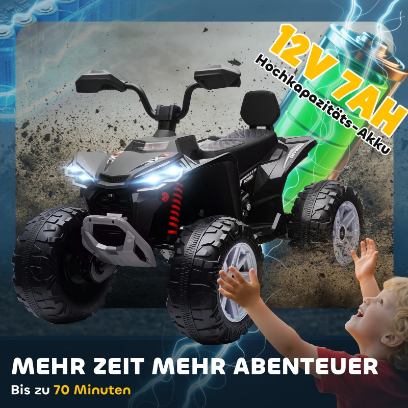 AIYAPLAY Kinderelektrisch quad, 24V Elektrisch voertuig met 4 wielen, koplampen, USB-aansluiting, MP3-functie, 6,5 km/u, 3-8 jaar