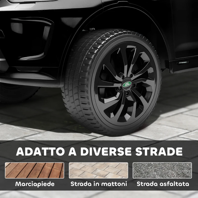 AIYAPLAY Macchina Elettrica per Bambini a Licenza Land Rover con Fari, Clacson e Cintura,106x65.5x51 cm, Nero