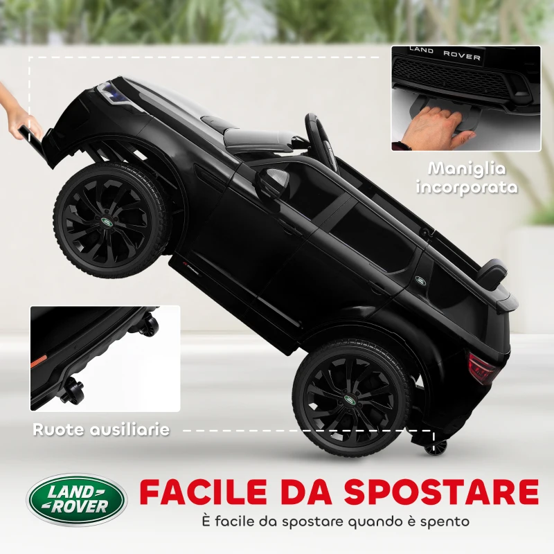 AIYAPLAY Macchina Elettrica per Bambini a Licenza Land Rover con Fari, Clacson e Cintura,106x65.5x51 cm, Nero