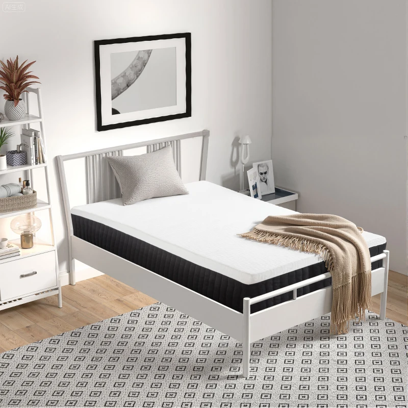 HOMCOM Colchón ergonómico con espuma viscoelástica, soporte de 7 zonas, muelles ensacados