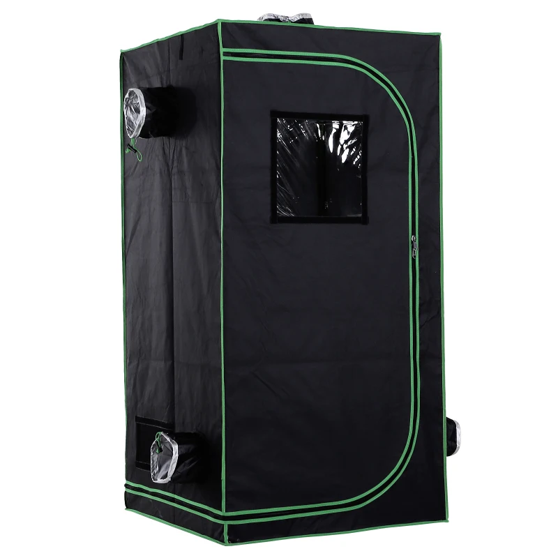Outsunny Tenda Idroponica in Oxford 600D con 5 Prese d'Aria Regolabili e Finestra, Serra Idroponica per Coltivazione con Foro per Cavi da Interno, 80x80x160 cm, Nero