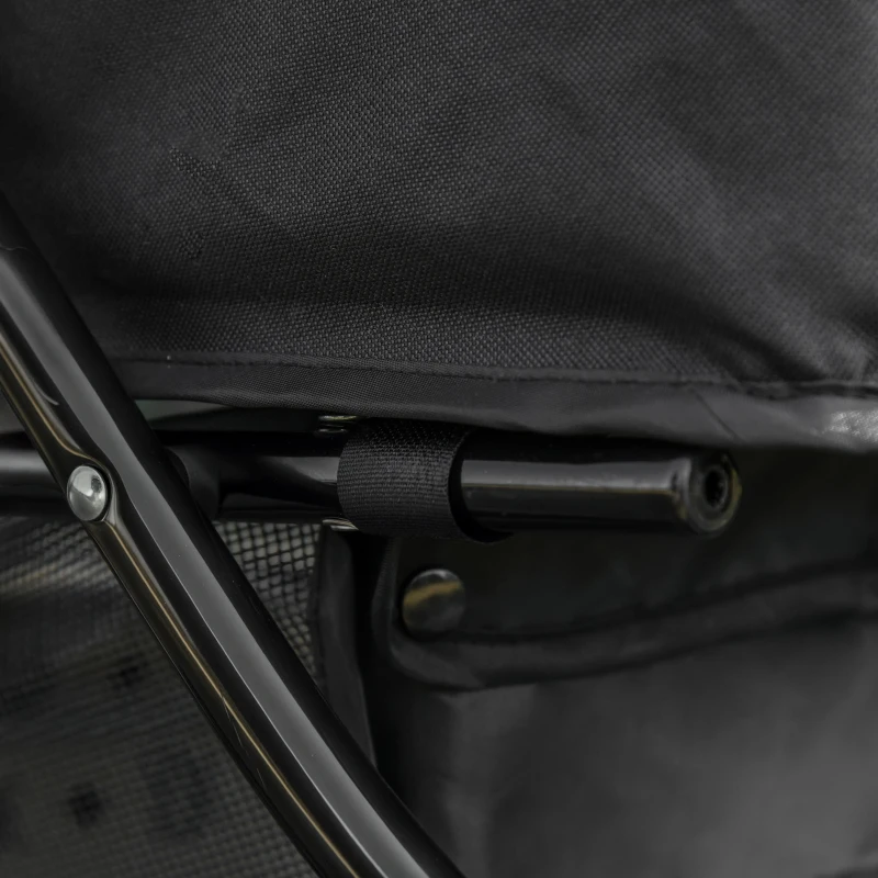 PawHut Carrinho de animais de estimação dobrável com rodas Correias de segurança e cesto de armazenamento 109,5x57,5x106,5 cm Cinza e preto