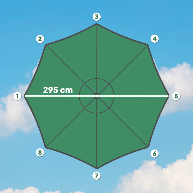 Outsunny Toldo de Substituição para Chapéu de Sol de 3 m Toldo de Reposição para Chapéu de Sol com Ventilação Superior Proteção UV 50+ Verde