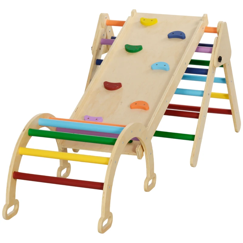 AIYAPLAY 5-in-1 Toddler Climbing Frame with Ramp, Arch, for 18-48 Months, Multicoloured