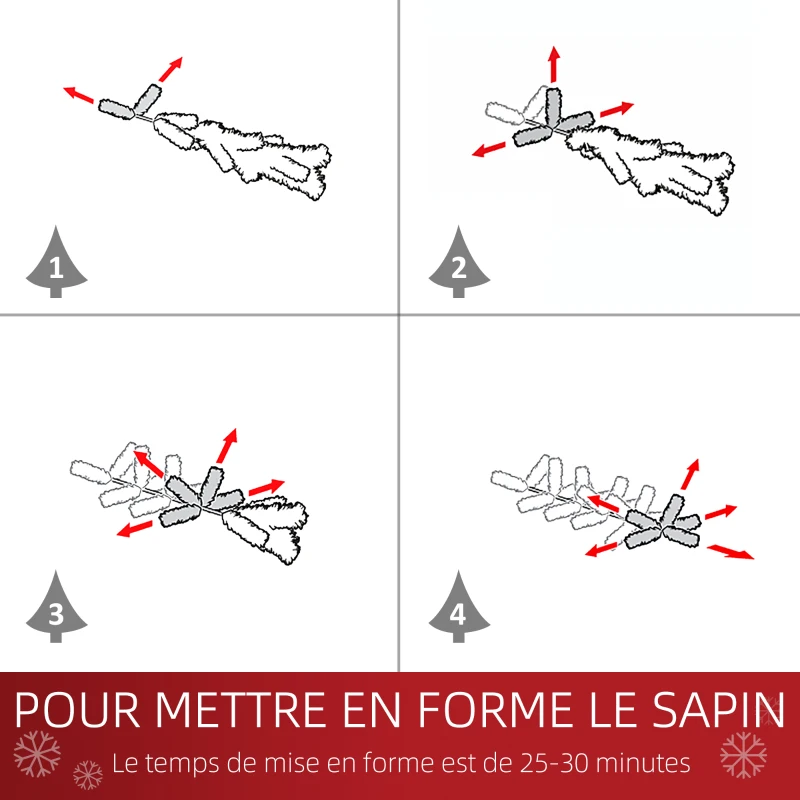 HOMCOM Sapin de Noël artificiel 180 cm, arbre de Noël slim avec 380 pointes de branche, support en métal pliable, vert