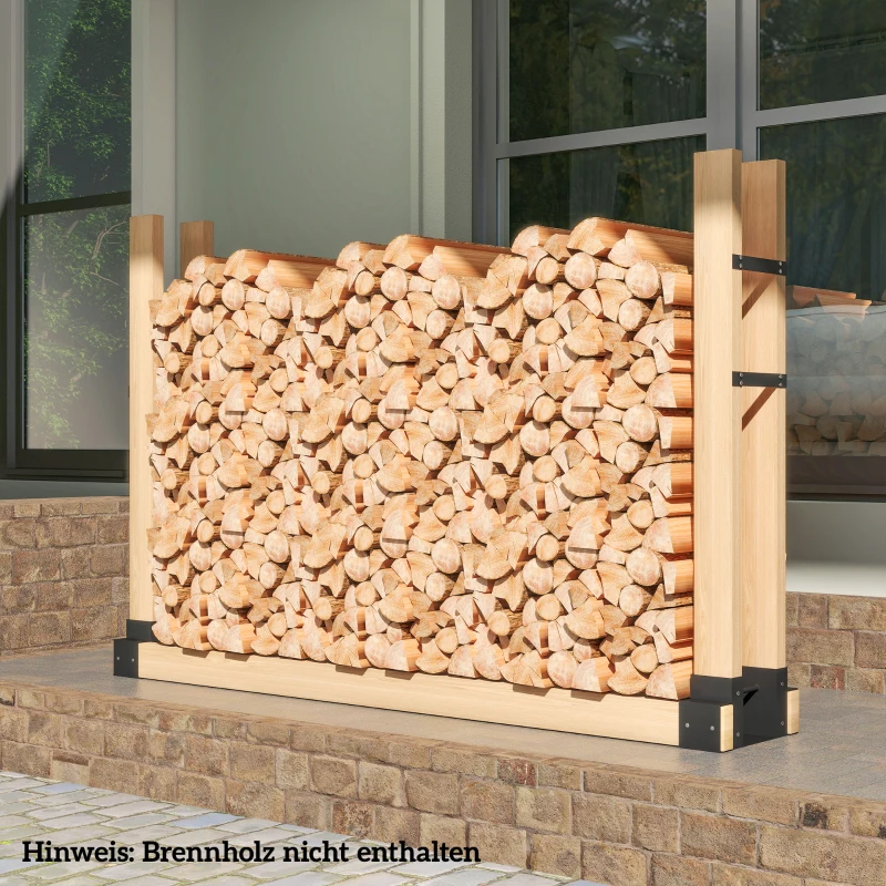 Outsunny Juego de 2 estanterías de leña para interior 72x43x30cm Estantería de leña con longitud ajustable Metal Negro