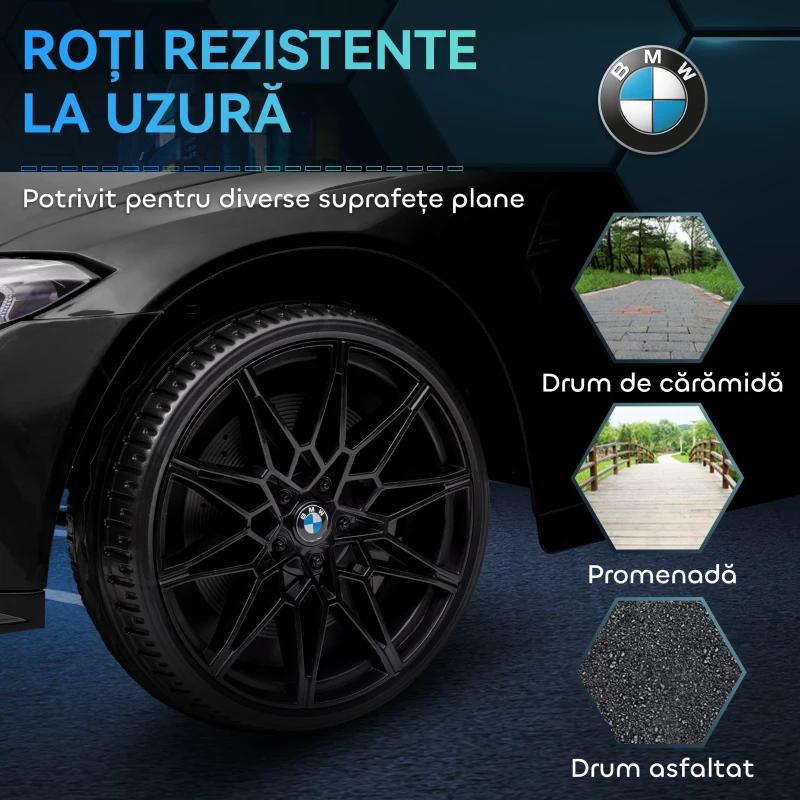 AIYAPLAY Mașină Electrică pentru Copii cu Transport Ușor, Plimbare pe Mașină cu Telecomandă, BMW M4 Licențiat, 108x69.5x51 cm, Negru