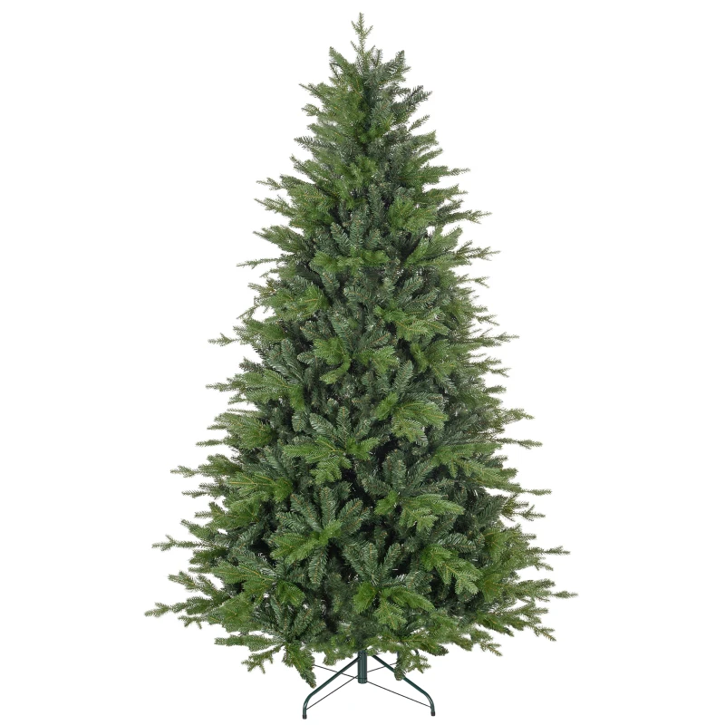 HOMCOM Weihnachtsbaum 210 cm aus grünem Kunststoff mit Metallständer und 2445 brandsicheren Zweigen