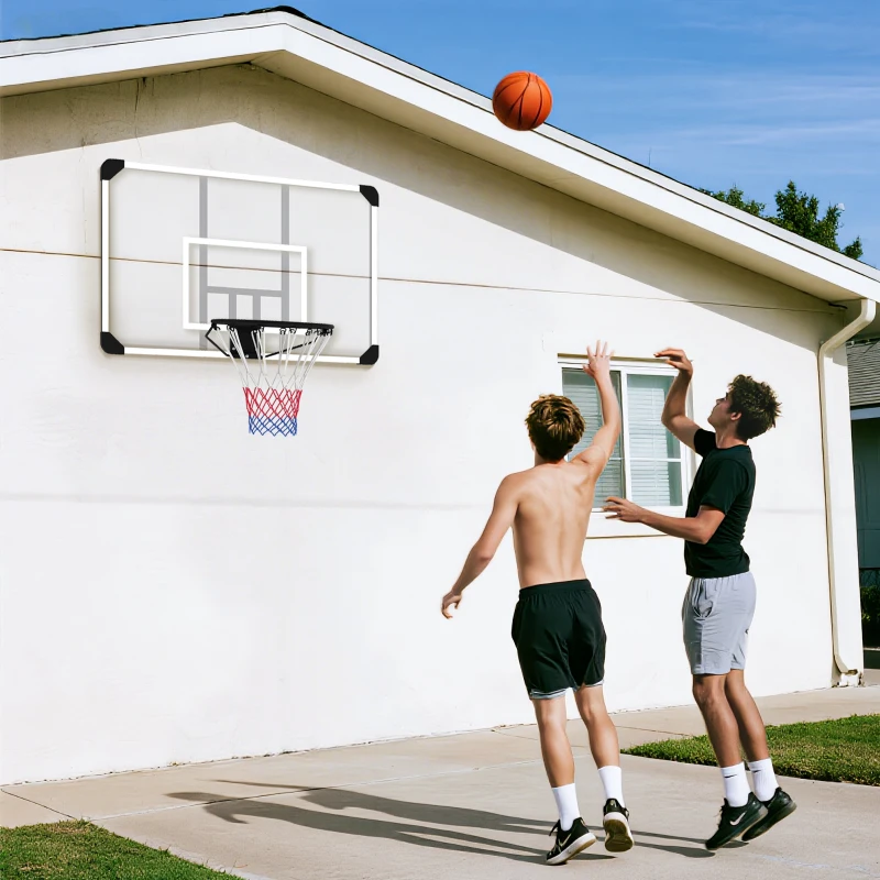 SPORTNOW Basketballkorb, bruchsichere Rückwand, höhenverstellbar, Indoor & Outdoor, Stahlrahmen, Schwarz(m-8)