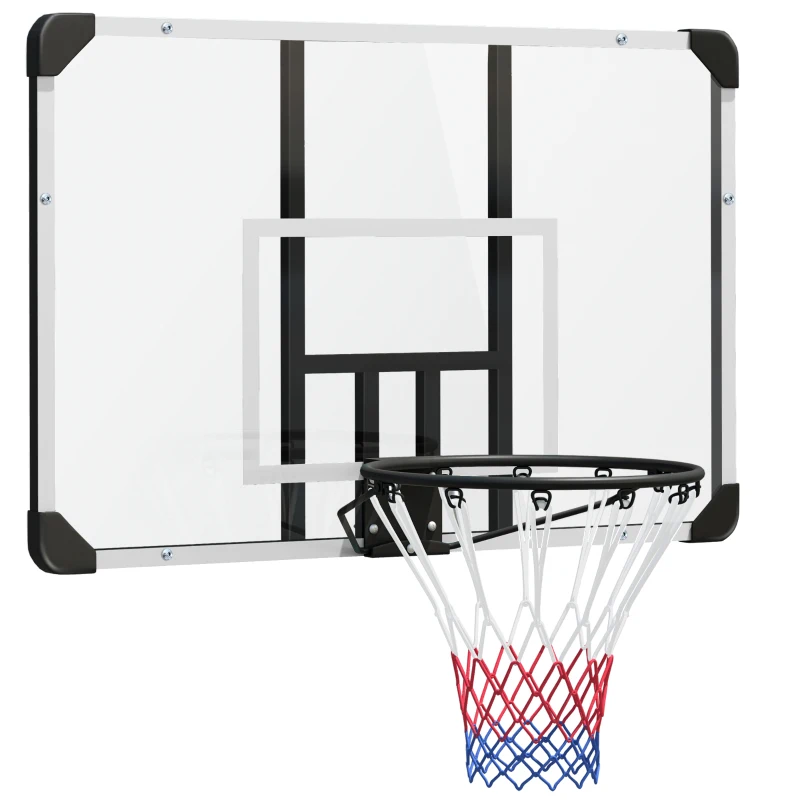 SPORTNOW Basketballkorb, bruchsichere Rückwand, höhenverstellbar, Indoor & Outdoor, Stahlrahmen, Schwarz