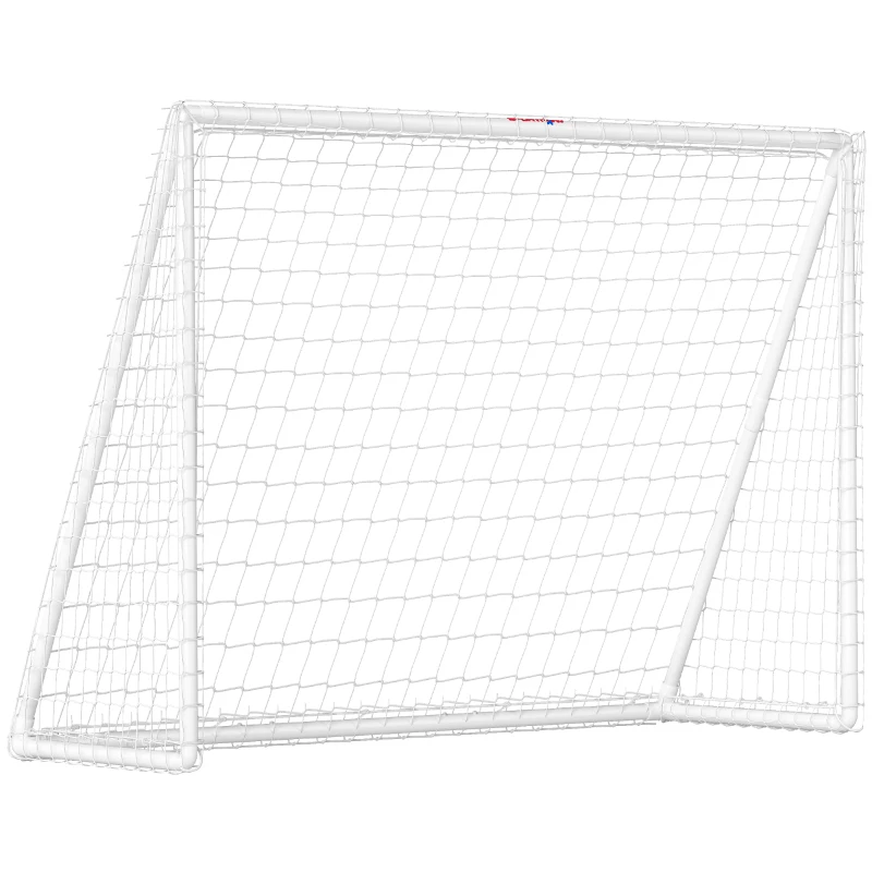 SPORTNOW Fußballtor, robustes Netz, Kunststoff-Rahmen, Heringe, 240L x 90B x 180H cm, Weiß