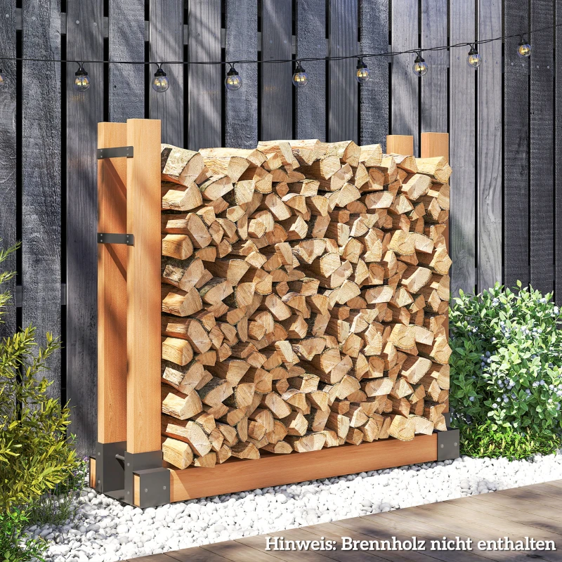 Outsunny Set de 2 supports pour bûches de cheminée intérieur 72x43x30cm en métal noir avec longueur ajustable