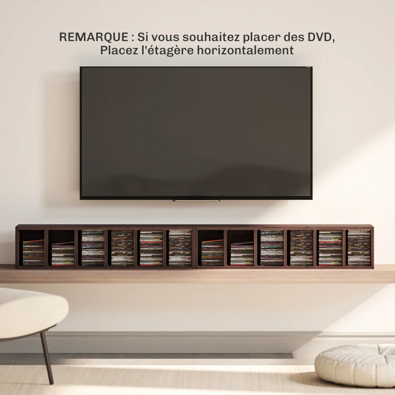 HOMCOM Lot de 2 étagères colonnes armoire de rangement CD-DVD 12 compartiments 21 x 19,2 x 88,3 cm capacité 160 CD marron