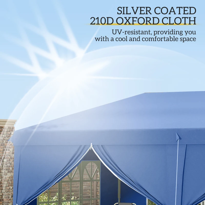 Outsunny 6 x 3m Garden Heavy Duty Water Resistant Pop Up Gazebo Marquee Party Tent Wedding Canopy Awning-Blue(m-5)