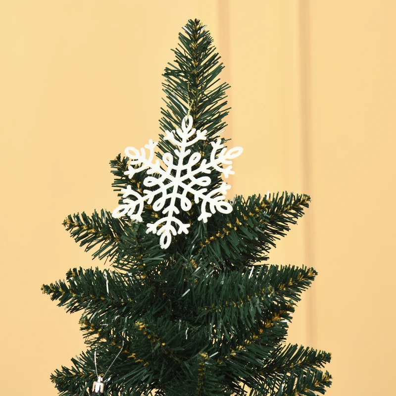 HOMCOM Sapin de Noël artificiel 180 cm, arbre de Noël slim avec 380 pointes de branche, support en métal pliable, vert