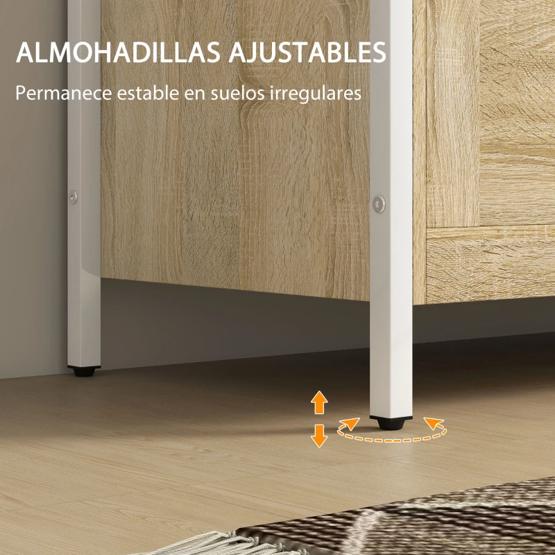 HOMCOM Baúl de Almacenaje para Dormitorio 95 L con Tapa Banco de Almacenaje con Bisagra de Seguridad 80x40x50 cm Roble