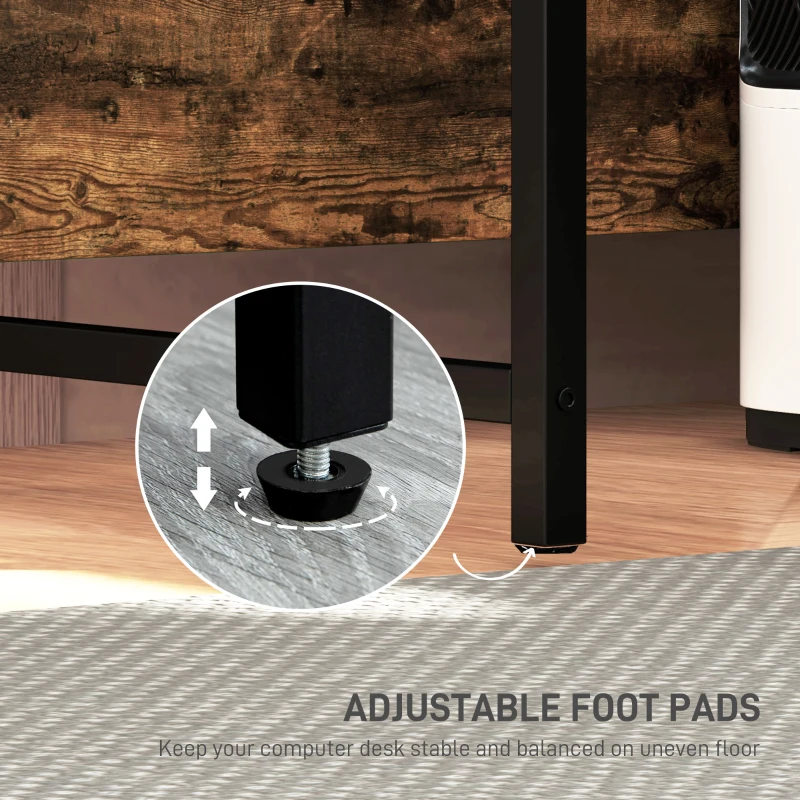 HOMCOM Industrial 'L' Shaped Multi-Work Desk - Brown