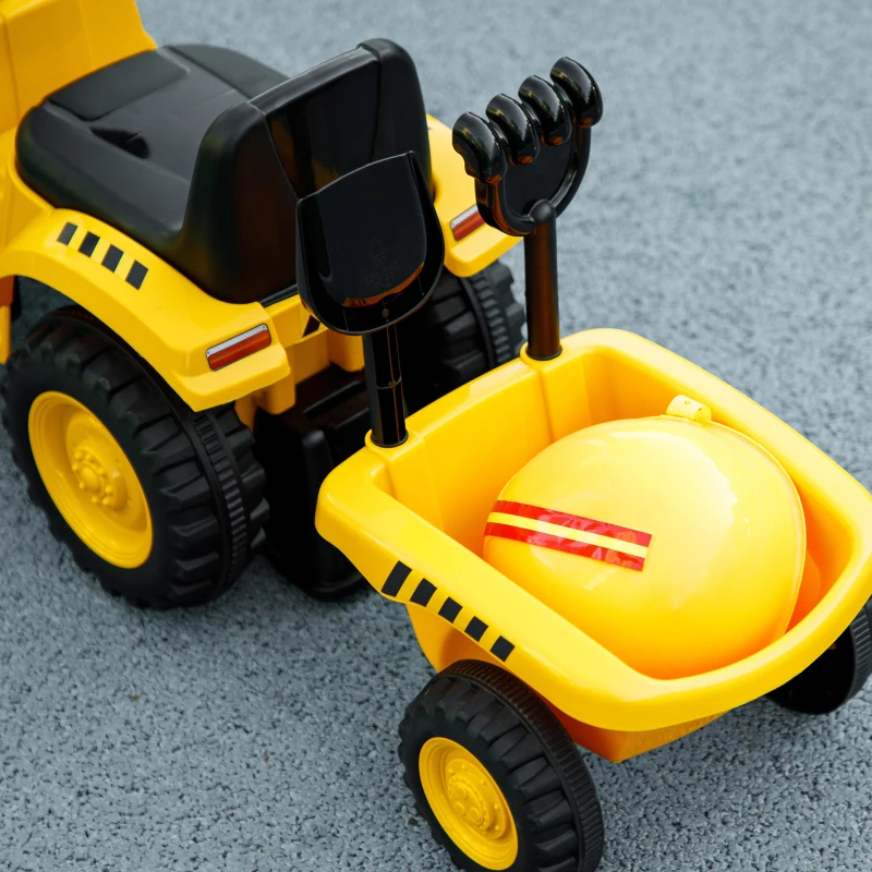 AIYAPLAY Camion, Excavator Jucărie pentru Copii 12-36 Luni cu Cupă și Remorcă Integrate, 91x29x44 cm, Galben(m-7)
