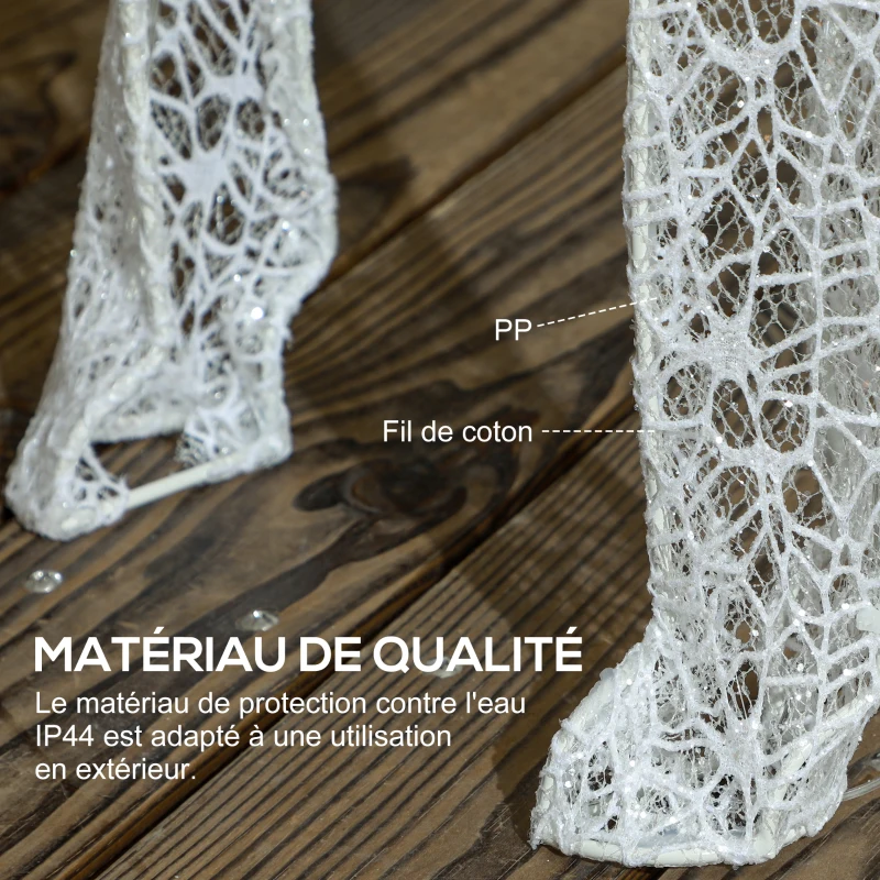 Outsunny Renne et traîneau lumineux de Noël avec 170 LED blanc chaud, décoration de Noël pour intérieur et extérieur, 50x29x42cm