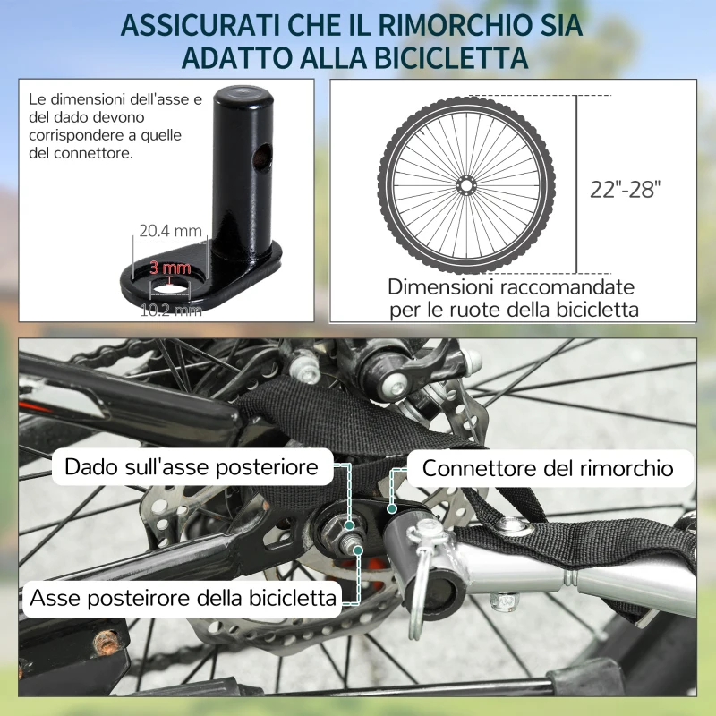 Outsunny Remorcă pentru biciclete, capacitate 40 kg, reflectoare și copertină Oxford, 140x88x60 cm, roșu/negru.