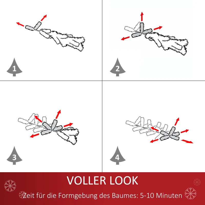 HOMCOM Mini kunstkerstboom 60 cm met sneeuwlook – 67 takken, cementvoet